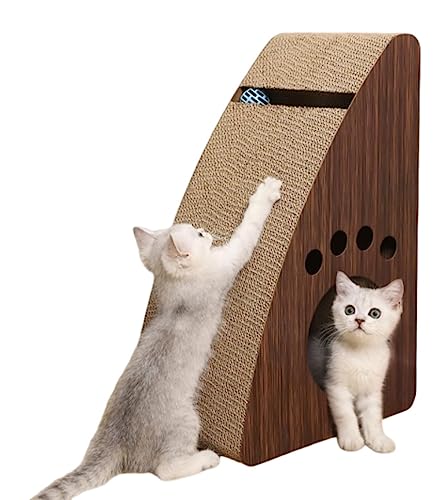 Premium-Katzenkratzer, Keilförmige Wellpappe Ist Wendbar, Hält 2X Länger, Natürliche Neigung, Ergonomischer Als Kratzbaum, Aussparungen Zum Verstecken von Spielzeug,A von NIBHZ