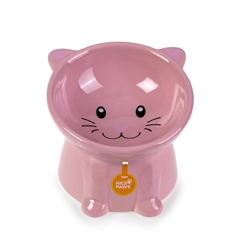 Nice Paws Erhöhter Katzennapf, Keramik, geneigt, ideal für Kätzchen, Katzen, kleine Hunde, 142 ml, Rosa Nice Paws Erhöhter Katzennapf, Keramik, geneigt, ideal für Kätzchen, Katzen, kleine Hunde, 142 ml, Rosa von NICE PAWS