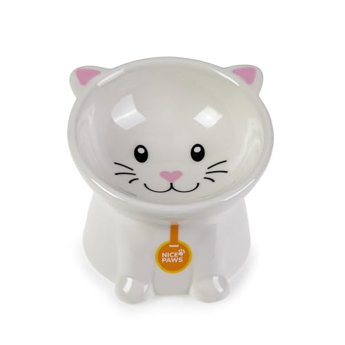 Nice Paws Erhöhter Katzennapf, weiß, 142 ml, Keramik, geneigt, erhöht, ideal für Kätzchen, Katzen, kleine Hunde Nice Paws Erhöhter Katzennapf, weiß, 142 ml, Keramik, geneigt, erhöht, ideal für Kätzchen, Katzen, kleine Hunde von NICE PAWS