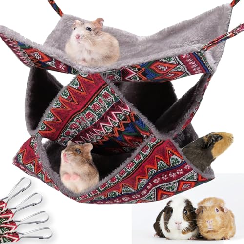NICECONE 3-lagige Haustier-Käfig-Hängematte, Kleintiere, warmes Plüsch, Dreifach-Etagenbett, Käfig-Hängematte, Bett, Käfigzubehör, Spielzeug für Meerschweinchen, Zuckergleiter, Papageien, Frettchen, NICECONE 3-lagige Haustier-Käfig-Hängematte, Kleintiere, warmes Plüsch, Dreifach-Etagenbett, Käfig-Hängematte, Bett, Käfigzubehör, Spielzeug für Meerschweinchen, Zuckergleiter, Papageien, Frettchen, von NICECONE
