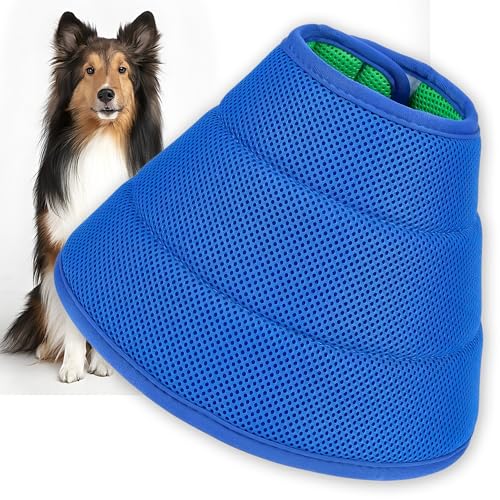 NICECONE Weiches Hundehalsband für große Hunde nach Operationen, verstellbar, atmungsaktiv, elisabethanisches E-Halsband, Erholungskegel, stoppt das Lecken von Wunden, bequemes und leichtes von NICECONE