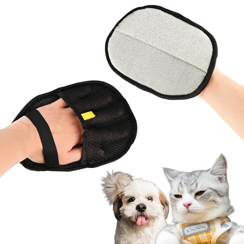 NICECRAFT Doppelseitige Fellpflege-Handschuhe für Katzen und Hunde, wiederverwendbar, statische Entferner, Handschuhe für Hunde und Katzen, Waschen, Baden, Enthaaren, Fellpflege von NICECRAFT