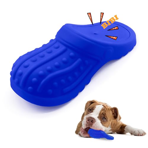 NICEIN®Hundespielzeug Unzerstörbar,Quietschen Interaktives Hundespielzeug,Naturkautschuk Kauspielzeug Hund für Kleine/Mittlere/Große Hunde | Saubere Haustierzähne Dog Toys in Pantoffelform (Blau) von NICEIN