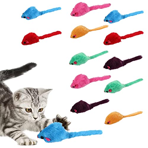 NICERAM 5 Pcs Mausspielzeug für Katzen,12 Mäuse mit Raschelgeräuschen - Interaktives Catch Play Mausspielzeug für Katzen, süßes Katzenspielzeug für Hauskatzen von NICERAM
