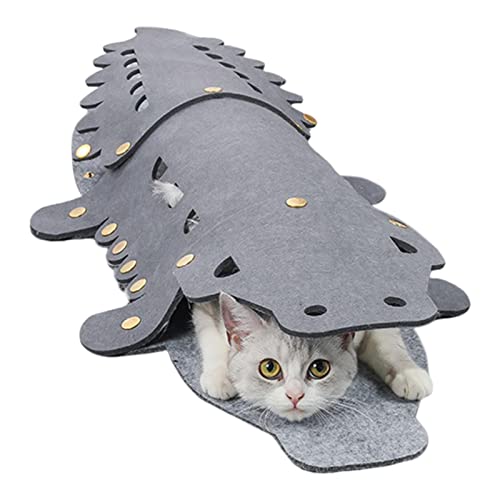 NICERAM Haustier-Katzen-Tunnelröhre,Interaktives Katzenspielzeug Tunnelbett in Alligatorform - Haustier-Kätzchen-Tunnelröhre für das Training der Katzenanreicherung, bequemes Filztuch von NICERAM
