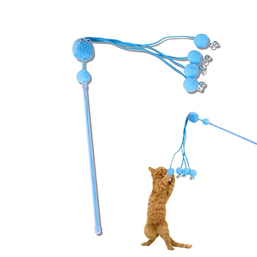 NICERAM Katzenstockspielzeug - Aktives Katzenspielzeug für Wohnungskatzen,Katzenspielzeug Kätzchenspielzeug Haarball Glocke Teasing Cat Stick Toy Zauberstab Kätzchenspielzeug Play Chase Exercise Cat von NICERAM