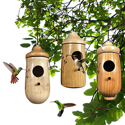 NICERAM Kolibri-Haus,Atmungsaktives Nesthaus für den Lebensraum Vögel - Kolibri-Nisthaus aus Naturholz für Gartendekoration im Freien von NICERAM
