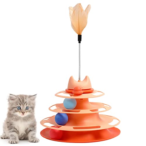 NICERAM Roller-Kätzchen-Spielzeug - Lustiges neuartiges Katzen-Plattenspieler-Spielzeug für eine oder mehrere Katzen | Mehrstufiges interaktives Katzenspielzeug mit großem Chassis von NICERAM