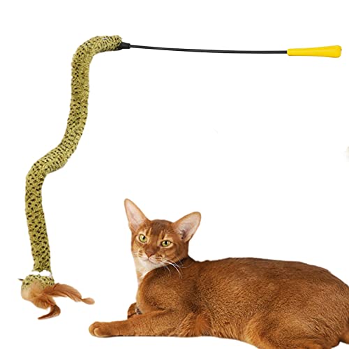NICERAM Zauberstab Spielzeug mit Federn,Kätzchen Schlangen Teaser Spielzeug - Interaktives Katzenspielzeug mit Katzenstab und natürlichen Federn, Katzenkätzchen, die Haustiere trainieren von NICERAM