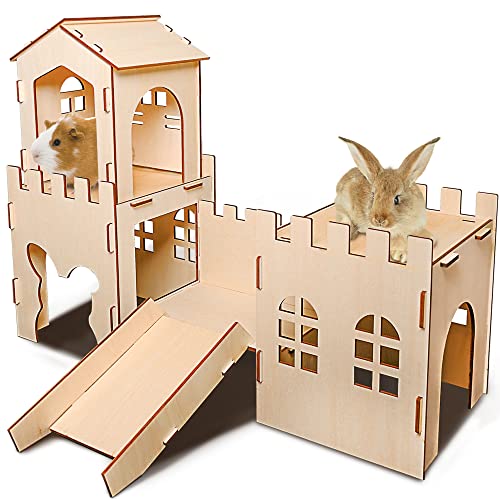 Extra großes hölzernes Kaninchenschloss Versteck Tunnel und Bett Kleintierversteck Hütte solide sichere Konstruktion Spielversteck Hütte für Kaninchen Meerschweinchen Chinchilla Extra großes hölzernes Kaninchenschloss Versteck Tunnel und Bett Kleintierversteck Hütte solide sichere Konstruktion Spielversteck Hütte für Kaninchen Meerschweinchen Chinchilla von NICERINC PET