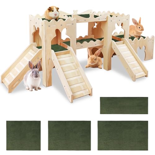 Extra großes hölzernes Kaninchenschloss Versteck Tunnel und Bett Kleintierversteck Hütte solide sichere Konstruktion Spielversteck Hütte für Kaninchen Meerschweinchen Chinchilla Extra großes hölzernes Kaninchenschloss Versteck Tunnel und Bett Kleintierversteck Hütte solide sichere Konstruktion Spielversteck Hütte für Kaninchen Meerschweinchen Chinchilla von NICERINC PET