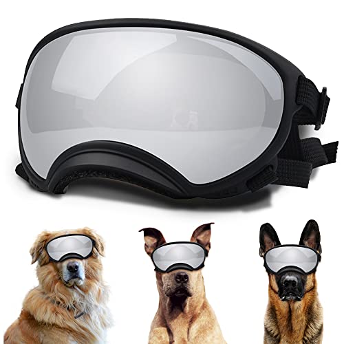 Große Hunde-Sonnenbrille, Hundebrille mit verstellbarem Riemen, UV-Schutz, Winddicht, für mittelgroße und große Hunde, Haustierbrille, Augenschutz Große Hunde-Sonnenbrille, Hundebrille mit verstellbarem Riemen, UV-Schutz, Winddicht, für mittelgroße und große Hunde, Haustierbrille, Augenschutz von NICERINC PET