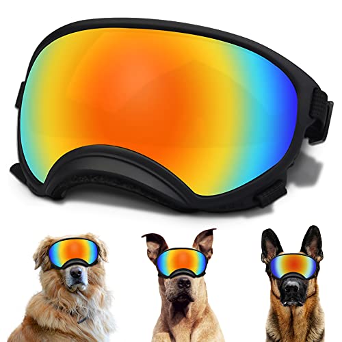Große Hunde-Sonnenbrille, Hundebrille mit verstellbarem Riemen, UV-Schutz, winddicht, für mittelgroße und große Hunde, Haustierbrille, Augenschutz von NICERINC PET