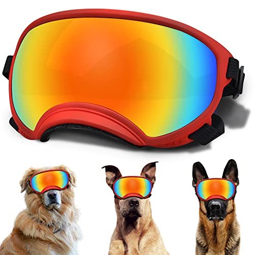 Große Hunde-Sonnenbrille, Hundebrille mit verstellbarem Riemen, UV-Schutz, winddicht, für mittelgroße und große Hunde, Haustierbrille, Augenschutz von NICERINC PET