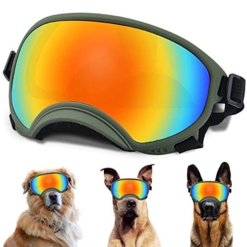 Große Hunde-Sonnenbrille mit verstellbarem Riemen, UV-Schutz, winddicht, geeignet für mittelgroße und große Hunde, Augenschutz, weiche Hundebrille von NICERINC PET