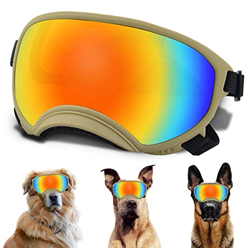 NICERINC PET Große Hundesonnenbrille mit verstellbarem Riemen, UV-Schutz, winddichte Welpen-Sonnenbrille, geeignet für mittelgroße und große Haustierbrillen, Hundeaugen, weiche Brille, Khaki-Farben NICERINC PET Große Hundesonnenbrille mit verstellbarem Riemen, UV-Schutz, winddichte Welpen-Sonnenbrille, geeignet für mittelgroße und große Haustierbrillen, Hundeaugen, weiche Brille, Khaki-Farben von NICERINC PET