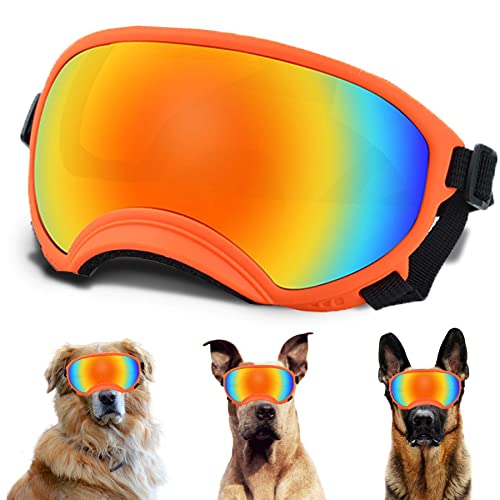 Große Hunde-Sonnenbrille mit verstellbarem Riemen, UV-Schutz, winddicht, geeignet für mittelgroße und große Hunde, Augenschutz, weiche Hundebrille von NICERINC PET