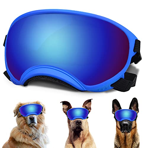 Große Hunde-Sonnenbrille mit verstellbarem Riemen, UV-Schutz, winddicht, geeignet für mittelgroße und große Hunde, Haustierbrille, Augenschutz für Hunde (bunt) von NICERINC PET