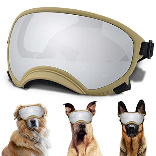 Große Hundesonnenbrille, Hundebrille mit verstellbarem Riemen, UV-Schutz, winddicht, geeignet für mittelgroße und große Hunde, Haustierbrillen, Augenschutz Große Hundesonnenbrille, Hundebrille mit verstellbarem Riemen, UV-Schutz, winddicht, geeignet für mittelgroße und große Hunde, Haustierbrillen, Augenschutz von NICERINC PET