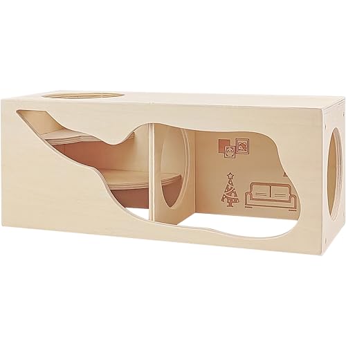 Hamsterversteck aus Holz, Mehrkammer-Versteck für Kleintiere, Lebensraum für klare Beobachtung, Hamsterspielzeug für Zwerghamster, Rennmäuse, Igel, Ratten, Mäuse (Wohnzimmer) von NICERINC PET