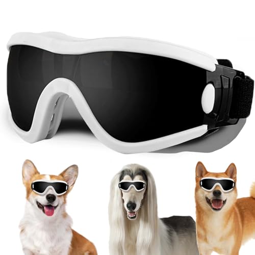 Mittlere Hundesonnenbrille mit verstellbarem Band, UV-Schutz, Winddichte Hundebrille, geeignet zum Schutz der Hundeaugen, weiche Hundebrille von NICERINC PET