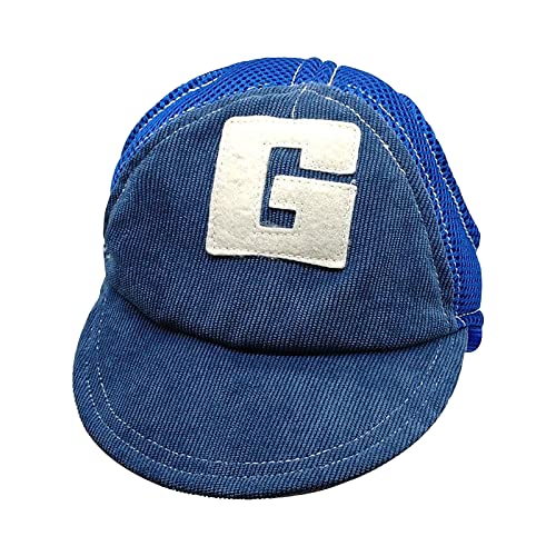Baseballmütze für Hunde, Sonnenhut mit Ohrlöchern für Hunde, Sonnenhut mit Krempe, Atmungsaktiv Verstellbare Haustiermütze, UV-Schutz für Outdoor-Abenteuer (Blau/Braun) von NICEYEA