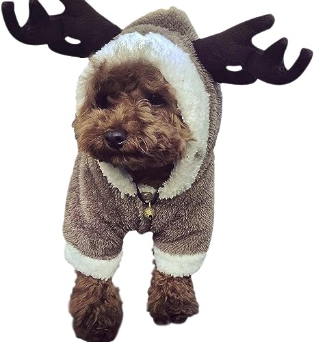 Elch Weihnachten Haustier Weihnachtskostüm Hund Verkleidung Cosplay Kostüme Pullover Pulli Weste Hoodie Wintermantel Sweatshirt mit Kapuze für Kleine Hunde Welpen Schnauzer Teddy Pudel Chihuahua von NICEYEA