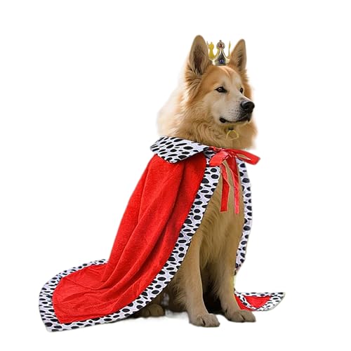 Königliches Hundekostüm für Partys – Verkleidungsset mit Goldener Krone & rotem Umhang – Lustiges Outfit für kleine Hunde zu Karneval, Halloween & Fotoshooting von NICEYEA