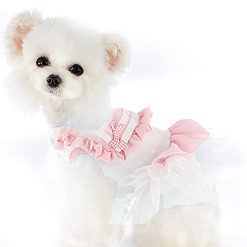 Hunde-Kleid, für den Sommer, Tutu, Rock, Geburtstagsparty, Mädchen-Outfit, Welpen-Kleid, Kleidung für Welpen, kleine und mittelgroße Hunde (Größe M, Rosa) von NICNICPET