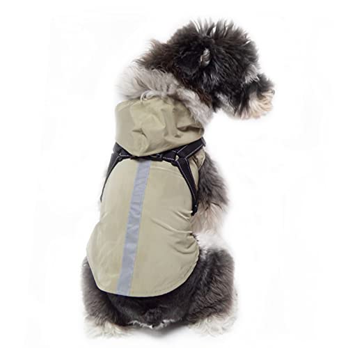Hunde-Regenmantel mit Geschirr Kapuze Regenjacke Wasserdicht Regenponcho Reflektierender Verstellbarer Mantel für Welpen Kleine Mittel Große Hunde (XL, Grau) von NICNICPET