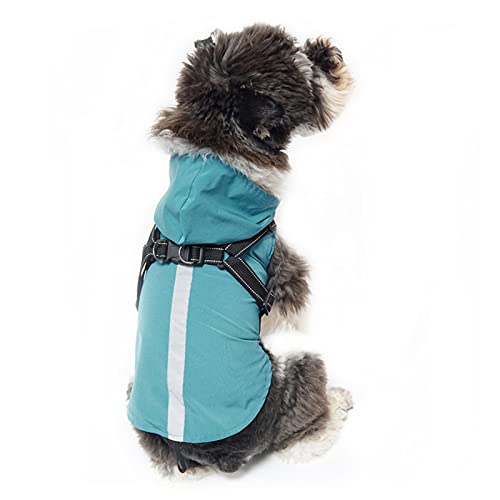 Hunde Regenmantel mit Geschirr Kapuze Regenjacke Wasserdicht Regenponcho Reflektierend Verstellbar Mantel für Welpen Kleine Mittel Große Hunde (S, Grün) von NICNICPET