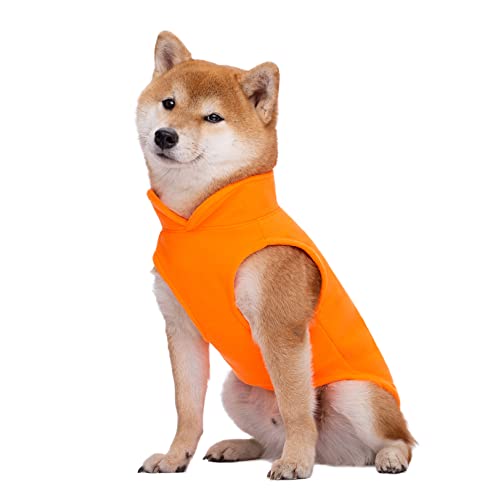 Hundepullover, Hunde-Kapuzenpullover, Hunde-Sweatshirt, weiche Fleece-Weste, Kaltwetterjacke mit Ring für die Leine für kleine Hunde und mittelgroße Hunde (Orange XL) von NICNICPET