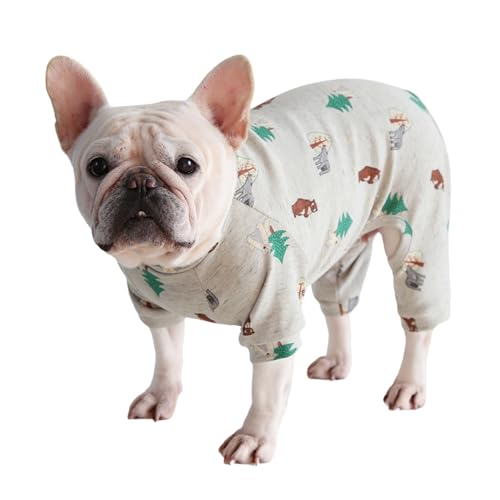 NICNICPET Fat Dog Clothes, Soft Warm Big Chest Dog Pajamas Jumpsuit Mops, Bulldogge, Onesies, PJS, Französische Bulldogge, Kostüm für Welpen, Katzen, kleine, mittelgroße Hunde (L, Hellgrau) von NICNICPET