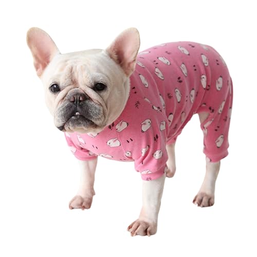 NICNICPET Fat Dog Clothes, Soft Warm Big Chest Dog Pajamas Jumpsuit Mops Bulldog Onesies PJS French Bulldog Costume for Puppy Cats Small Dogs (S, Pink) von NICNICPET