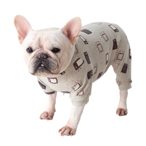 NICNICPET Fat Dog Clothes, Soft Warm Big Chest Dog Pajamas Jumpsuit Mops Bulldog Onesies PJS French Bulldog Costume for Puppy Cats Small Medium Dogs (Größe M, Grau) von NICNICPET