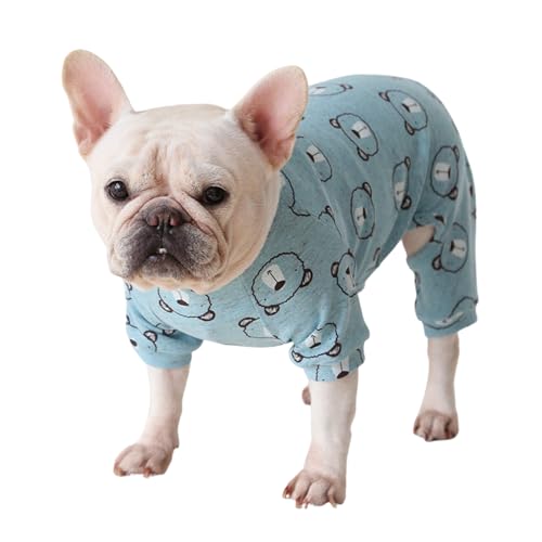 NICNICPET Fat Dog Clothes, Soft Warm Big Chest Dog Pajamas Jumpsuit Mops Bulldog Onesies PJS French Bulldog Costume for Puppy Cats Small Medium Dogs (L, Blue) von NICNICPET