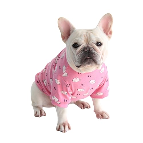 NICNICPET Fat Dog Clothes, Soft Warm Big Chest Dog Pajamas Jumpsuit Pug Bulldog Onesies PJS French Bulldog Costume for Puppy Cats Small Medium Dogs (XXL, T-Shirt Pink) von NICNICPET
