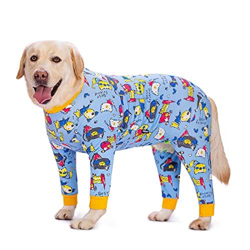 NICNICPET Hunde-Einteiler, volle Abdeckung, Anti-Leck-Vierbein-Pyjama, weiche und bequeme Hundegelenkschutzkleidung, für mittelgroße große Hunde, blaue Hunde, Katzen 38# von NICNICPET
