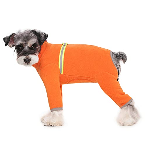 NICNICPET Hunde-Wintermantel, warmer Fleece-Pullover mit reflektierendem Hunde-Einteiler, Pyjama, Kleidung für Katzen, Welpen, kleine, mittelgroße Hunde (Größe L, Orange) von NICNICPET