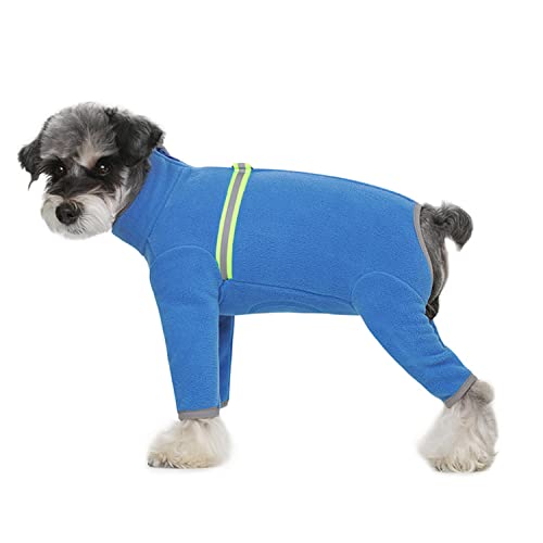 NICNICPET Hunde-Wintermantel, warmer Fleece-Pullover mit reflektierendem Hunde-Einteiler, Pyjama, Kleidung für Katzen, Welpen, kleine, mittelgroße Hunde (XS, blau) von NICNICPET