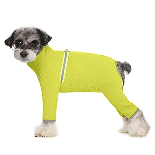 NICNICPET Hunde-Wintermantel, warmer Fleece-Pullover mit reflektierendem Hunde-Einteiler, Pyjama, Kleidung für Katzen, Welpen, kleine, mittelgroße Hunde (XS, fluoreszierendes Grün) von NICNICPET