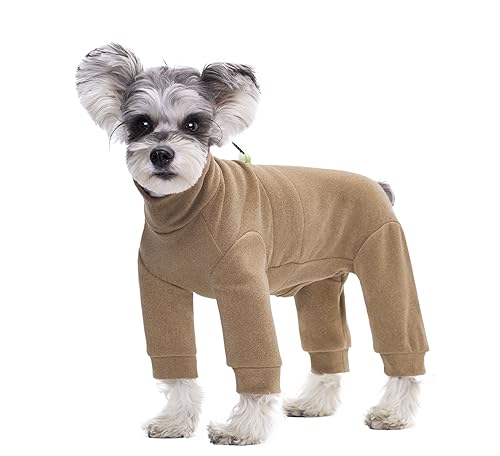 NICNICPET Warmer Mantel für Hunde, elastischer, warmer Dralon-Haustier-Einteiler, Kleidung, schützt Gelenke, Anti-Haare, Anti-Lecken, Hunde-Pyjama für Welpen, Katzen, kleine Hunde (Größe M, Braun) von NICNICPET