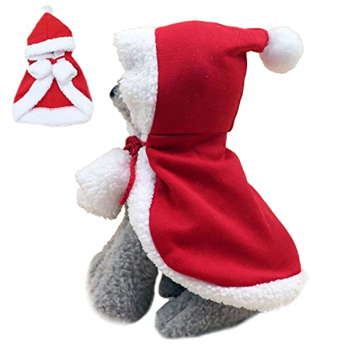 NICNICPET Weihnachten Hund Kostüm, Cosplay und Weihnachten Welpen Kleid, Katze Dressing Up Umhang Haustier Kostüm Umhang für Katzen Kleine Mittlere Hunde, Rot XS von NICNICPET
