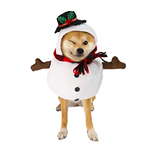 NICNICPET Weihnachts-Kostüm für kleine Hunde, Schneemann-Outfit, Hund, Weihnachten, Schneemann-Kostüm, lustiges Cosplay, Verkleidung, Schneemann-Hut für Katzen, Welpen, kleine, mittelgroße Hunde, XS von NICNICPET