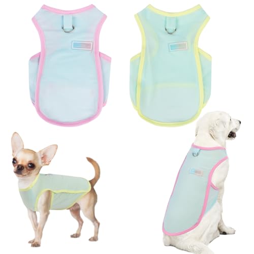 Kühlweste für Hunde, Sommermantel, kühlender Mantel, schnelltrocknender Sonnenschutz, Haustier-T-Shirts, für Welpen, Indoor-Outdoor-Aktivitäten, Größe L, 2 Stück von NICOLA