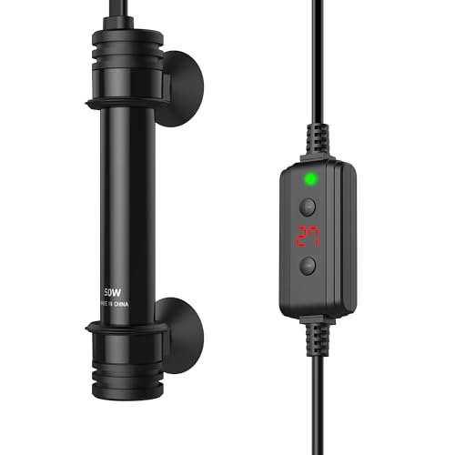 NICREW Aquarium Heizer 50 W, Temperatur einstellbare Aquarium Heizung mit Controller für Aquarien bis 40 L, Überhitzungsschutz von NICREW