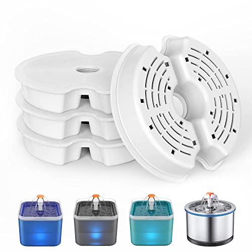 NICREW Ersatzfilter für Trinkbrunnen für Katzen und Hunde, Ersatzfilter mit Harz und Aktivkohle für Automatischen Trinkbrunnen Filter, Katzenbrunnen Filter 4 Stück von NICREW