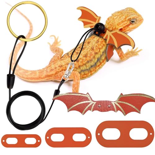 Bärtige Drache Leine mit 3pcs Kabelbaum 59 Lange verstellbare bärtige Drachenleine und Gurt Set Weicher Leder Bärter Drachengurt Orange Flügel Leine für Reptilien, bärtiger Drachenkabelbaum Bärtige Drache Leine mit 3pcs Kabelbaum 59 Lange verstellbare bärtige Drachenleine und Gurt Set Weicher Leder Bärter Drachengurt Orange Flügel Leine für Reptilien, bärtiger Drachenkabelbaum von NIDONE