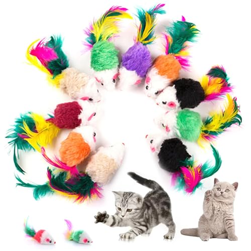 NIDONE 10pcs Kätzchenspielzeug, farbenfrohe Katze Mausspielzeug 4 Zoll Plüsch Rasseln Mauskatze Spielzeug mit Federn Schwanz Mini -Mäusen für Innenkatzen interaktives Spiel, Katzenspielzeug NIDONE 10pcs Kätzchenspielzeug, farbenfrohe Katze Mausspielzeug 4 Zoll Plüsch Rasseln Mauskatze Spielzeug mit Federn Schwanz Mini -Mäusen für Innenkatzen interaktives Spiel, Katzenspielzeug von NIDONE