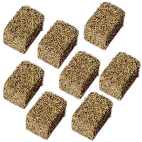 NIDONE Miniatur Heuballen 8pcs Simulation Holz DIY Dekoratives falsches Heu für Handwerk Faux Mini Heuballen für Puppenhaus Spielzeugfarm, rechteckige Mini -Heuballen von NIDONE